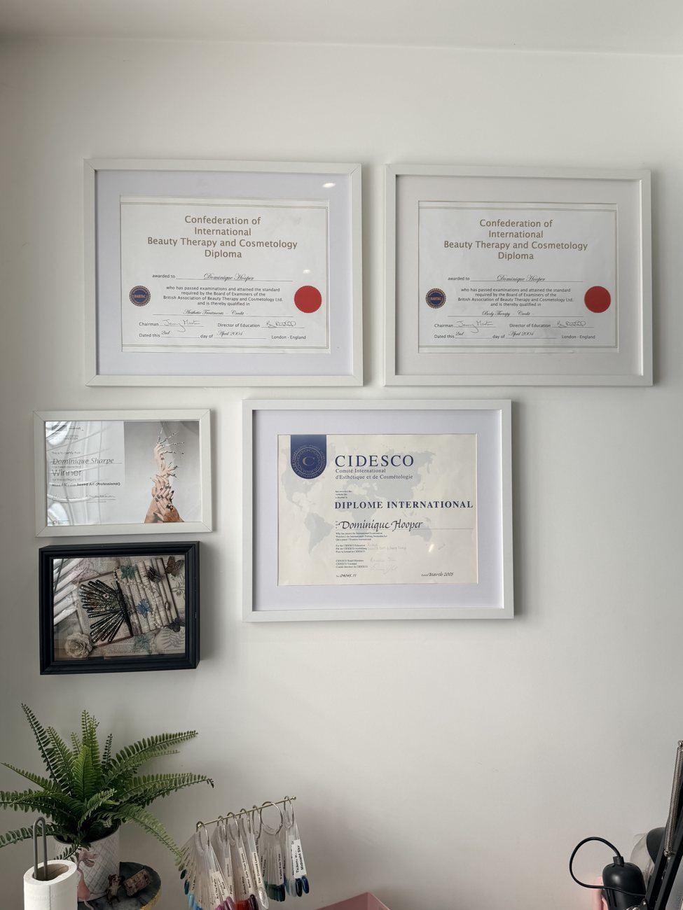 CIDESCO and CIBTAC beauty therapy diploma certificates